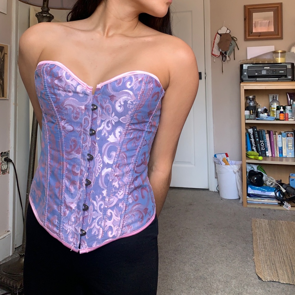violet brocade bodice overbust corset